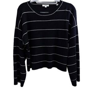 Max Studio Pinstripe Sweater in Black and White